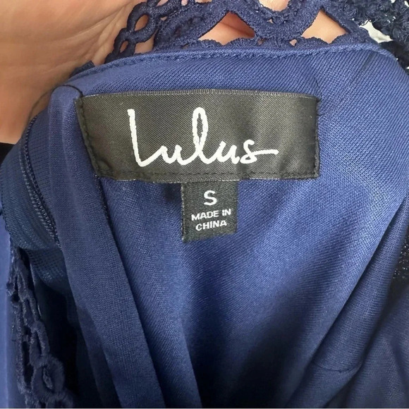 Lulu’s Any Sway, Shape, or Form Navy Blue Lace Halter Dress Size Small - Picture 5 of 8